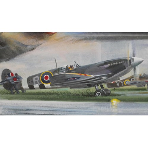 461 - Wilfred Hardy (British 1938-2016), RAF planes, oil on canvas, signed lower left, with gallery label ... 