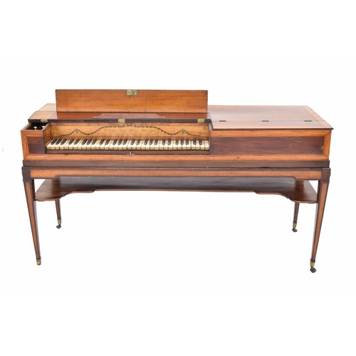 1261 - Square piano by Christopher Ganer, London, 1784, the mahogany case with wide multiple stringing and ... 