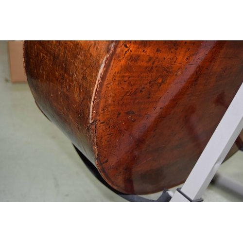 2649 - Good 19th century French double bass, length of back 43.5