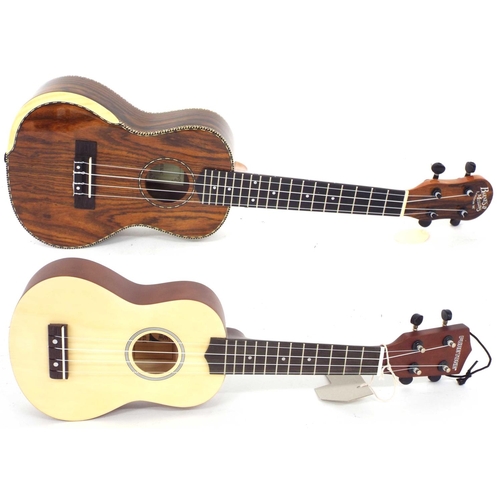 1027 - Barnes & Mullins BMUK8C ukulele, boxed; together with a Pure Tone soprano ukulele pack (2)