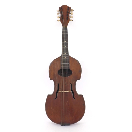 1053 - Rare and interesting viol da Gamba shaped mandolin, with indecipherable label which should read 'Ann... 