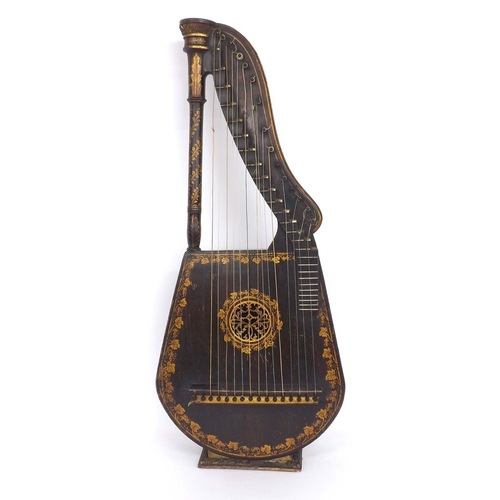 1055 - Early 19th century Dital harp by and inscribed Edward Light, circa 1810, with gilt foliate decoratio... 