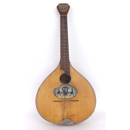 1058 - Early 20th century nine string German made waldzither of the cittern family, soft bag