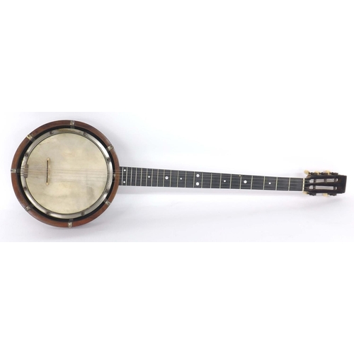 1059 - Early 20th century five string zither banjo, soft bag