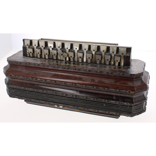 1212 - Two similar 19th century rosewood flutina accordions, both in need of some attention (2)