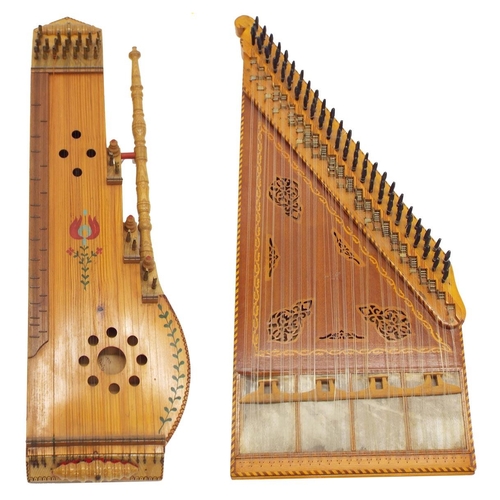 1225 - Turkish qanun zither; together with an Hungarian fretted board zither (2)