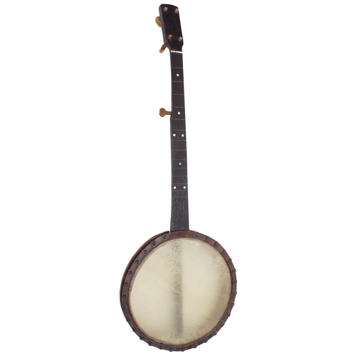 1226 - Early provincial seven string fretless open back minstrel banjo, with 11