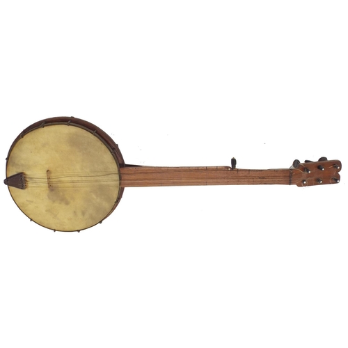 1226 - Early provincial seven string fretless open back minstrel banjo, with 11