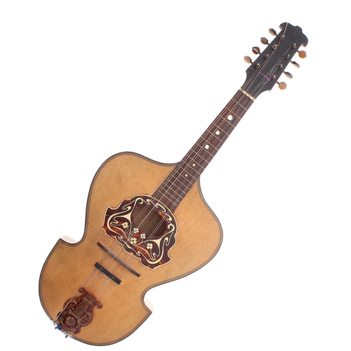 1228 - Early 20th century lyre shaped flatback mandolin