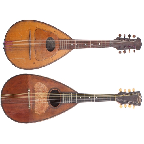 1229 - The Merrill mandolin, with engraved aluminium bowl back; together with an early 20th century pear sh... 