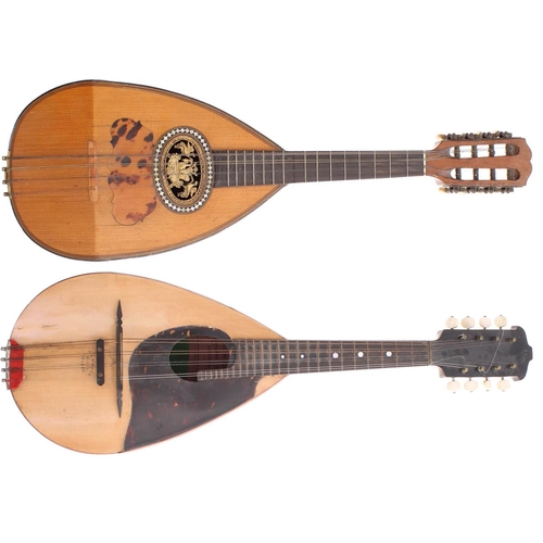 1231 - J.G. Winder bowl back mandolin; together with another bowl back mandolin with gilt sound hole inset ... 