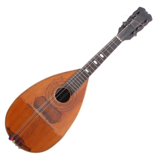 1232 - Two similar bowl back mandolins, one with friction tuning head, the other with open peg box (2)