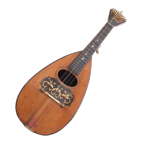 1233 - Interesting 19th century bowl back mandolin, with fan plate tuning system