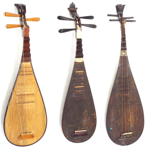 1240 - Three Chinese pipa lutes all in need of attention (3)