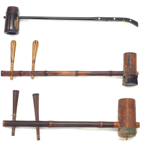 1244 - Three small Chinese two string erhu fiddles (3)