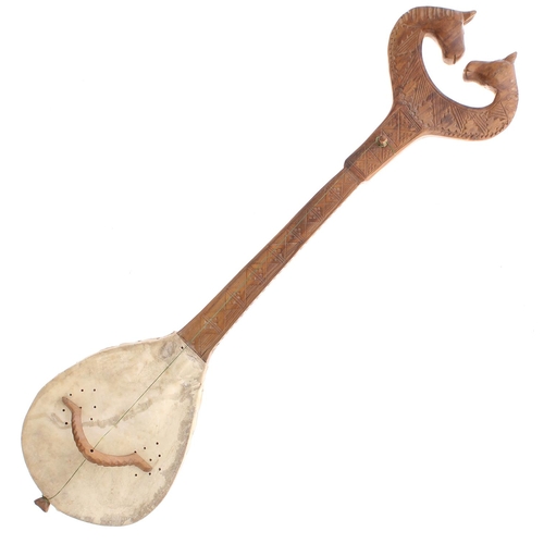 1251 - Three Eastern European one stringed gusle fiddles (3)