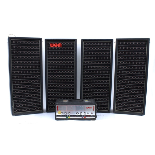 644 - Watkins WEM PA100 amplifier with a matching set of four 3 x 8