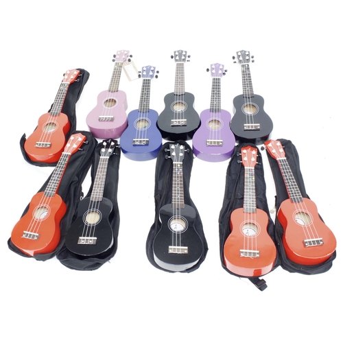 1237 - Eleven contemporary ex-student played ukuleles in variable condition, some cased (11) *This lot is s... 