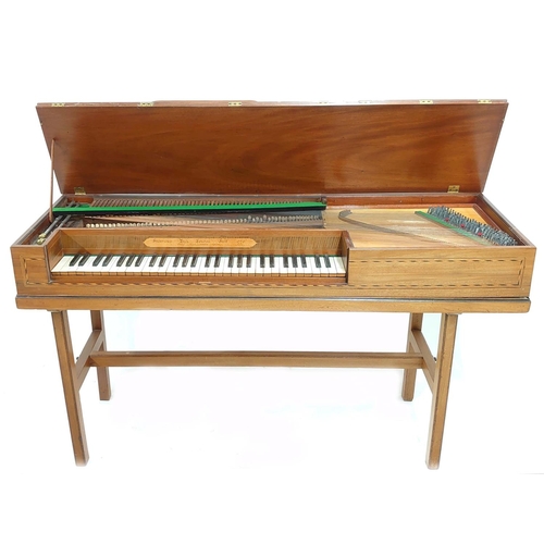 1244 - Square piano by Frederick Beck, London 1776, the case of mahogany with chequered stringing, the faci... 