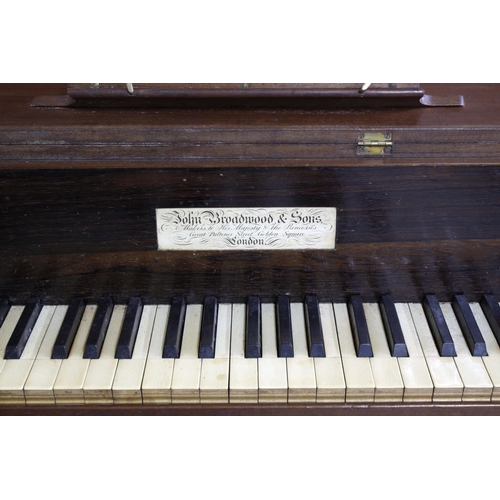 1248 - John Broadwood & Sons mahogany square piano, the rosewood fascia board inscribed 'John Broadwood... 