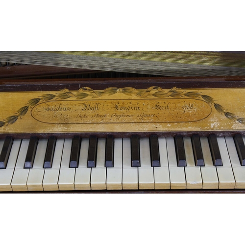 1249 - A square piano by Jacob Ball, London, 1788, inscribed on a boxwood plaque Jacobus Ball Londini fecit... 