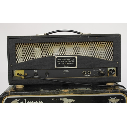 643 - Selmer Treble 'n' Bass 100 S.V guitar amplifier head, dust cover; together with a Selmer 50 speaker ... 