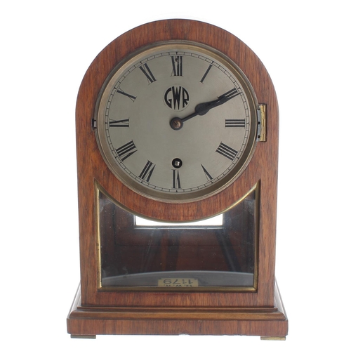 1024 - Great Western Railway (G.W.R) rosewood single train mantel clock with Lenz Kirch movement stamped 10... 