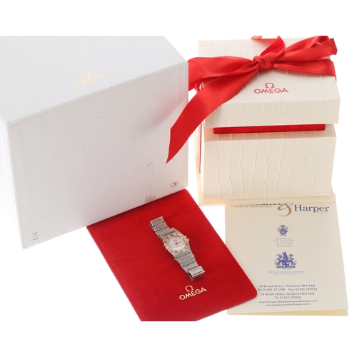 6 - Omega Constellation gold and stainless steel lady's wristwatch, ref. 79510801, white dial, quartz, 2... 