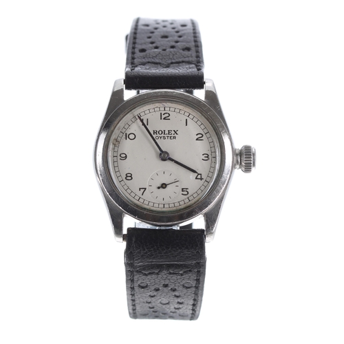 53 - Rolex Oyster mid-size stainless steel wristwatch, case no. 758xx, circa 1940s, circular silvered dia... 