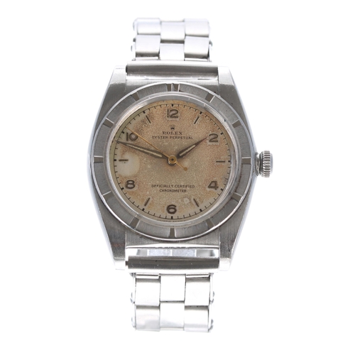 57 - Rolex Oyster Perpetual chronometer bubble back stainless steel gentleman's wristwatch, ref. 3372, se... 