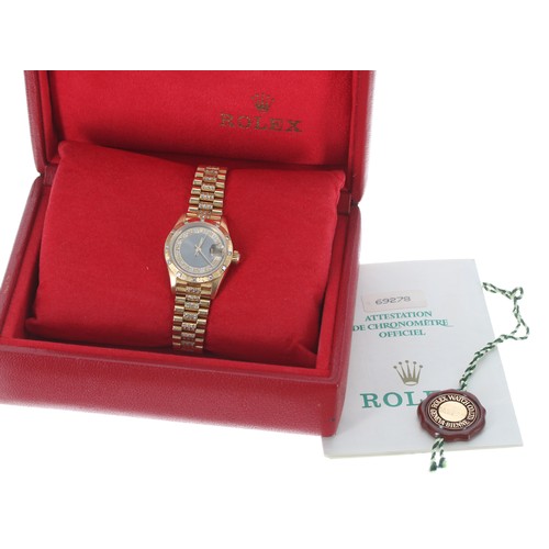74 - Rolex Oyster Perpetual Datejust 18ct diamond set lady's wristwatch ref. 69278, serial no. E741xxx, c... 