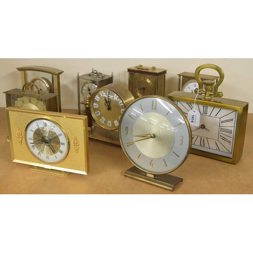 1414 - Ten various brass and silvered case mantel clocks, tallest 10