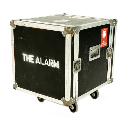 519 - The Alarm - Heavy duty rack type flight case on wheels bearing a 'The Alarm' stencil to the front, i... 