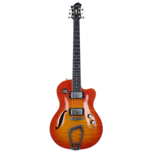46 - 2007 Hagstrom D2F electric guitar, made in Korea, ser. no. M07xxxxx6; Body: amber burst figured mapl... 