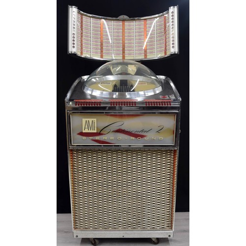 AMI Continental 2 Stereo-Round model XJDB-200 jukebox, serial no. 642996 made in U.S.A, 28" wide, 29" deep, 64" high