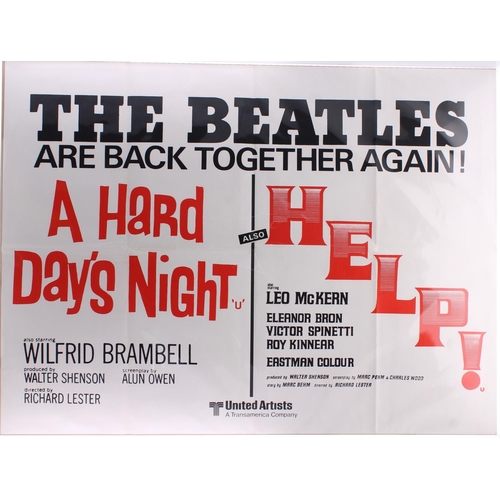 542 - The Beatles - rare United Artist's double bill poster for 'A Hard Day's Night' and 'Help!', 30
