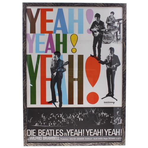 544 - The Beatles - original German film poster for The Beatles in 'Yeah! Yeah! Yeah!', framed, 34.5