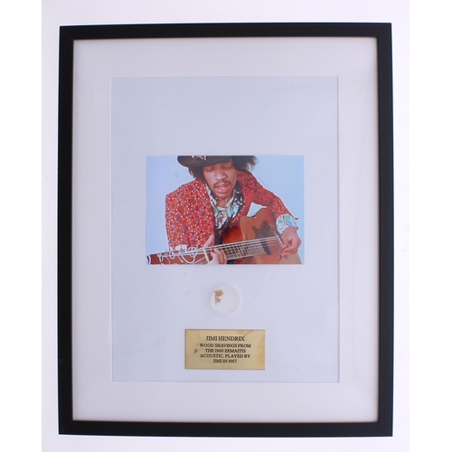 551 - Jimi Hendrix - wood shavings from the Zemaitis twelve string acoustic guitar played by Jimi Hendrix ... 