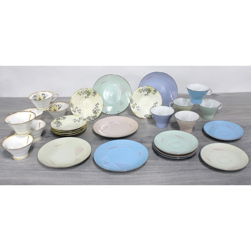 1 - Noritake porcelain part tea set, comprising six teacup, saucer and plate trios, plate 7