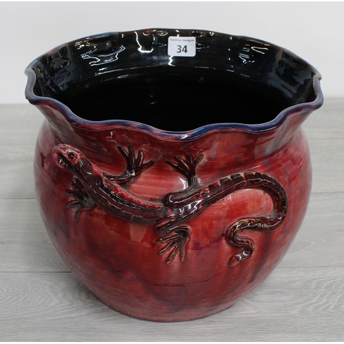 34 - C.H Baron for Barnstaple glazed pottery lizard jardinière, 11