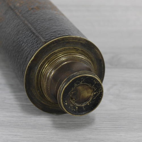 7 - 19th century three drawer telescope by Barton, bound in leather, stamped 'Barton Strand London', 33.... 