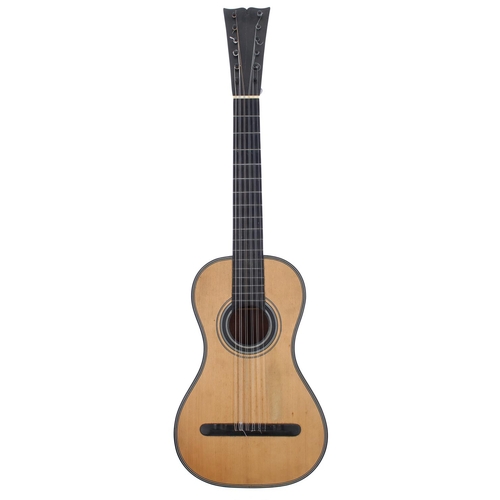 1307 - French or Spanish twelve string guitar, circa 1800; Back and sides: mahogany; Top: fine grain spruce... 