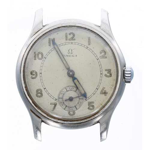 16 - Omega mid-size stainless steel gentleman's wristwatch, serial no. 8125590, circa 1935, silvered dial... 