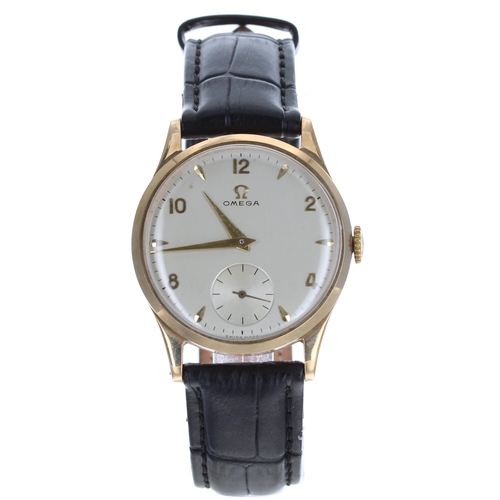 29 - Omega 9ct gentleman's wristwatch, serial  no. 14018xxx, circa 1954, silvered dial with applied gilt ... 