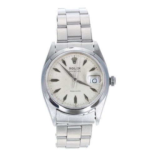 49 - Rolex Oysterdate Precision stainless steel gentleman's wristwatch, ref. 6694, serial no. 36xxxx, cir... 