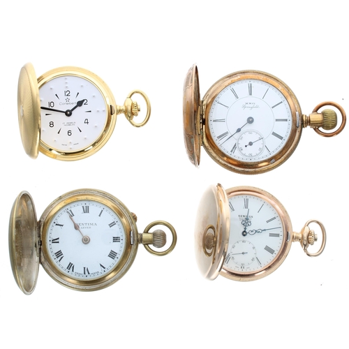 451 - Selection of four pocket watches to include a Bentima hunter lever engine turned pocket watch; Corte... 