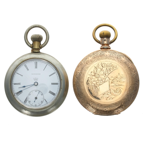 460 - Elgin gold plated lever hunter pocket watch for repair, signed movement, no. 4611196, decorated enam... 