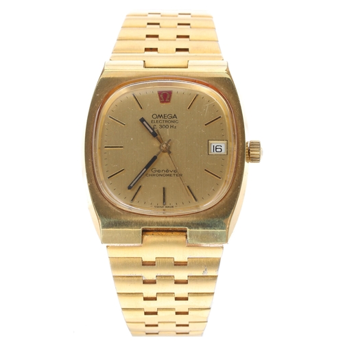 3 - Omega Genéve Electronic Chronometer f300Hz gold plated and stainless steel gentleman's wristwatch, r... 
