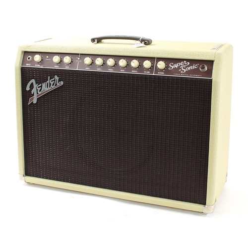 632 - Fender Super-Sonic 22 guitar amplifier, made in USA, ser. no. CR-336695, with cover and foot switch... 