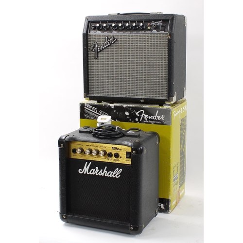 637 - Fender Frontman 15R guitar amplifier, box; together with a Marshall MG10CD guitar amplifier (2)... 